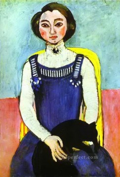 La chica con un gato negro fauvismo abstracto Henri Matisse Pinturas al óleo